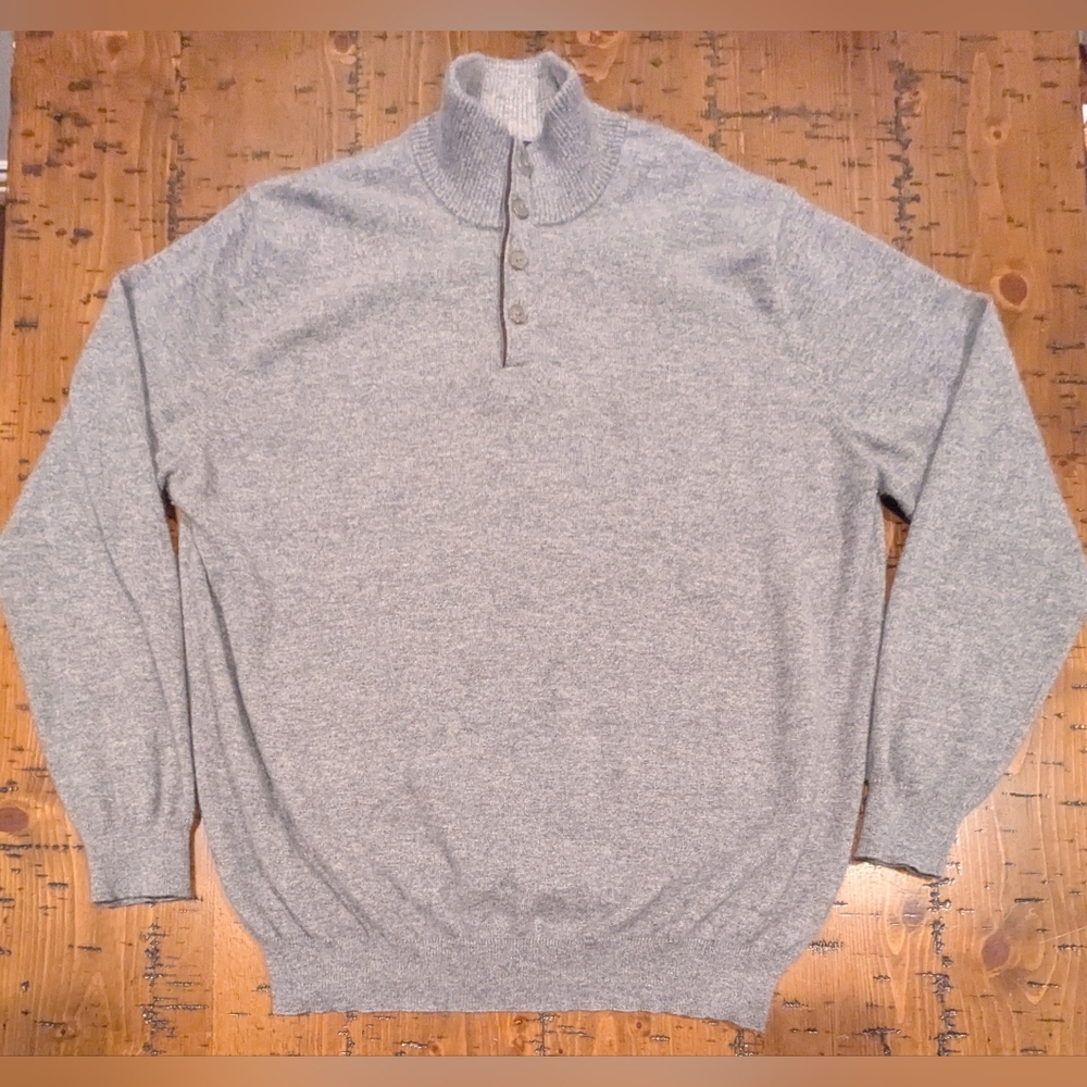 100% Cashmere XXL mock button neck sweater